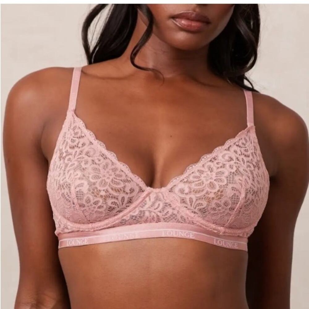NEW UK lounge balcony Women's Pink Lace Bralette underwire sz 30A
